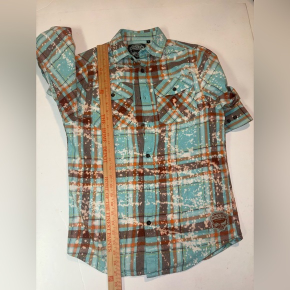 Angry Minnow Womens S Flannel Shirt Teal Life Can Be Amazing Right Kind Weird - Picture 6 of 9